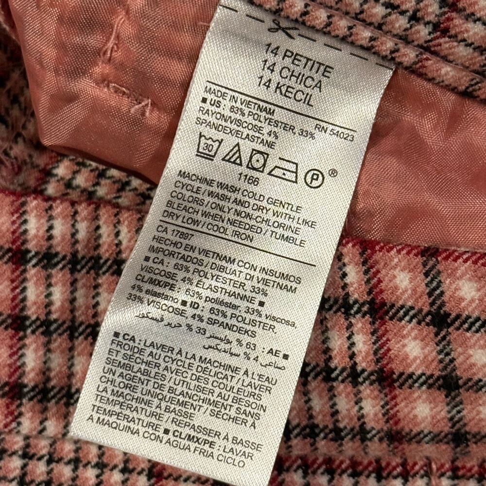 NWT Old Navy Mid-Rise Straight Pink Plaid Pull-On Ankle Pant Size 14 Petite - Picture 8 of 11
